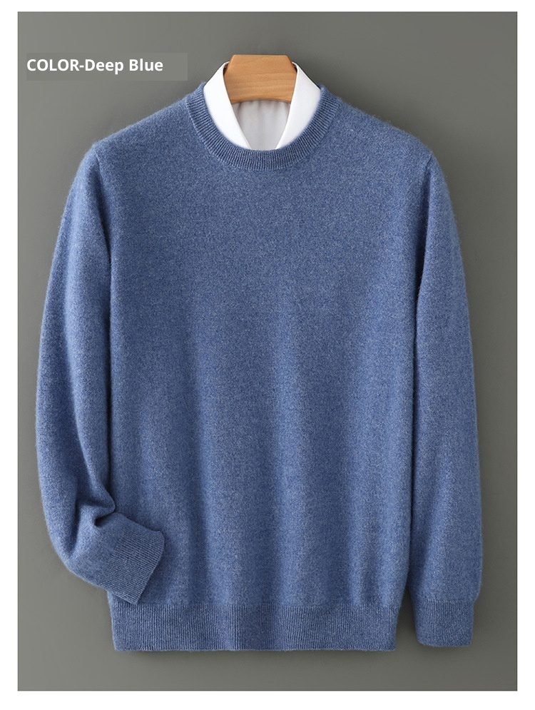 boy Boy Boy Boy Autumn Winter New Cashmere Round Neck Inner Layer Base Shirt Loose Business Casual Wool Men's Thickened Sweater_voghion.com