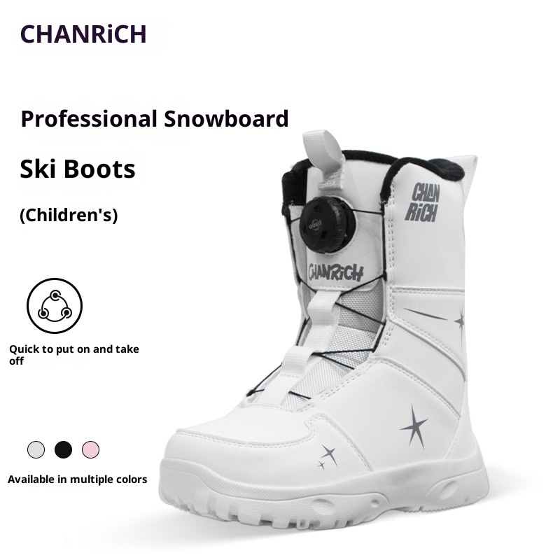 Zees CHANRICH Snowboard Boots For Kids Beginners Quick-Wear Knob Buckle Waterproof Warm Professional All-Region Ski Shoes_voghion.com