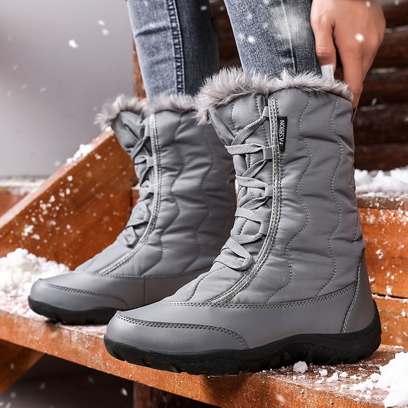 Botas antiderrapantes Zees Cross-Border para mulheres, ideais para esqui em regiões com neve no nordeste dos EUA. Forradas com lã, grossas e quentes._voghion.com