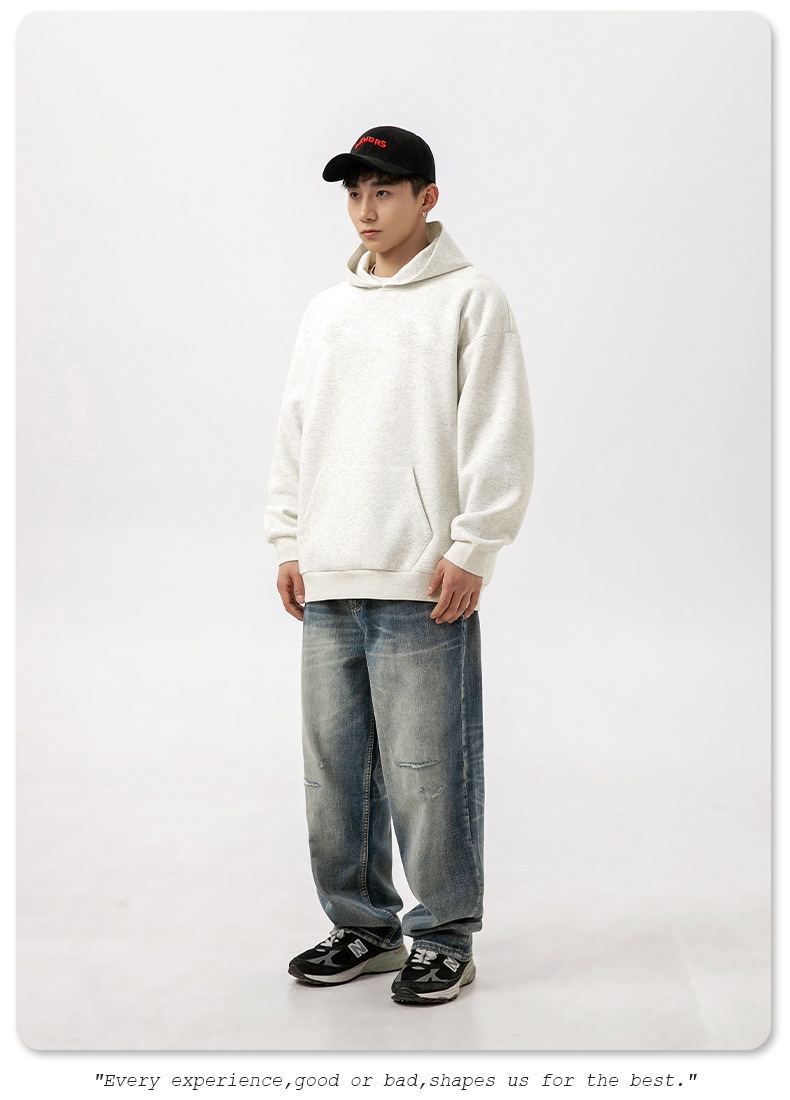 boy Hanlu Solid Color Basic Hooded Sweatshirt Men's Trendy Loose Versatile Spring Japanese Style Casual Jacket_voghion.com