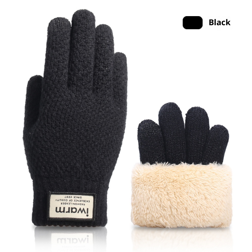 boy Boy Men's Winter Double Layer Thickened Fleece Lined Extra Long Touchscreen Versatile Knitted Wool Gloves Wholesale_voghion.com