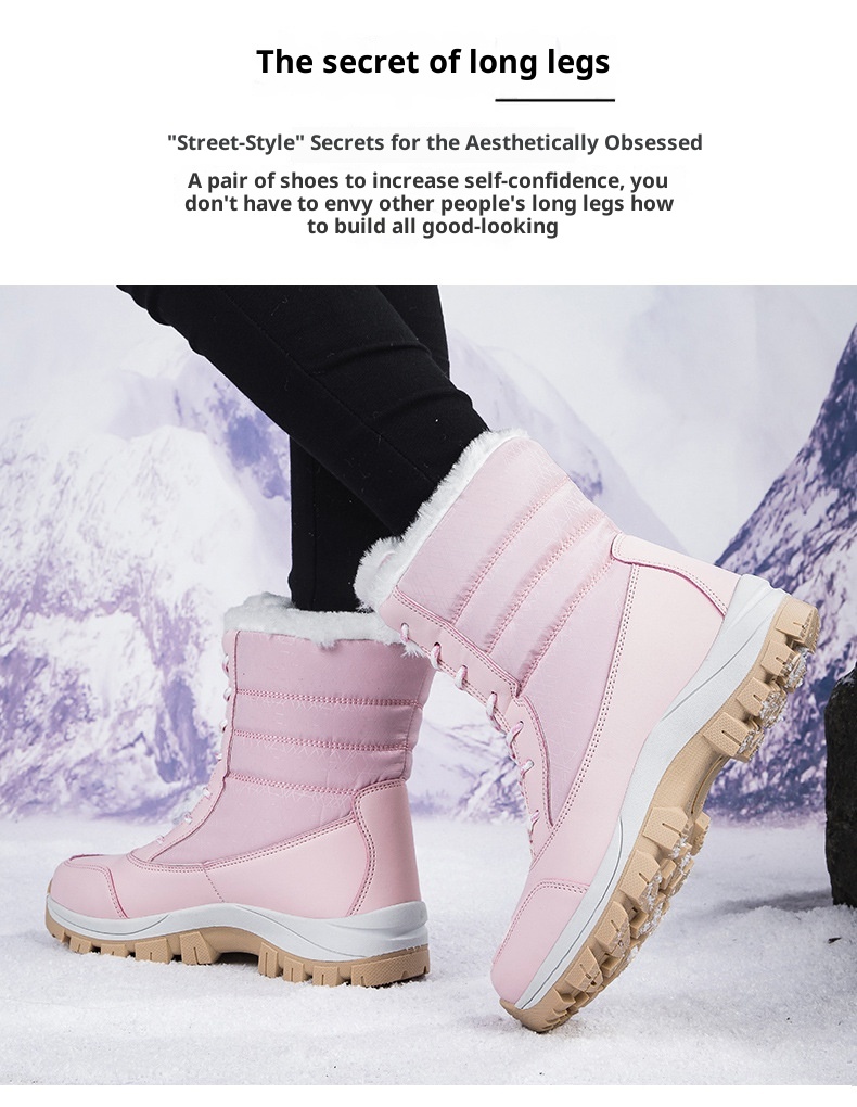 Zees hoge fleece sneeuwlaarzen voor dames, halfhoog, warm, waterdicht, antislip, Northeast Outdoor Ski-katoen_voghion.com