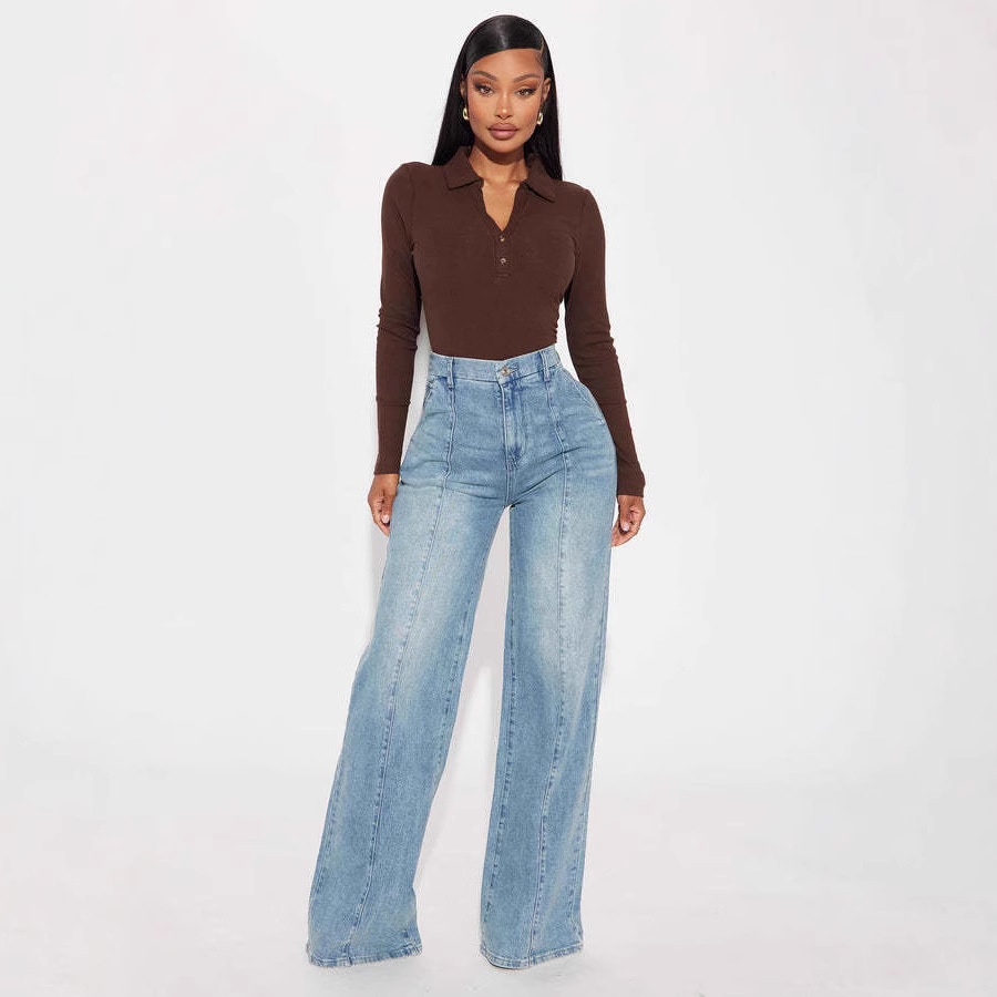 ChicShe Losse Nieuwe Grensoverschrijdende Europese en Amerikaanse Mode Rechte Broeken Gewassen Straatjeans Voor Vrouwen met een Slanke Taille_voghion.com