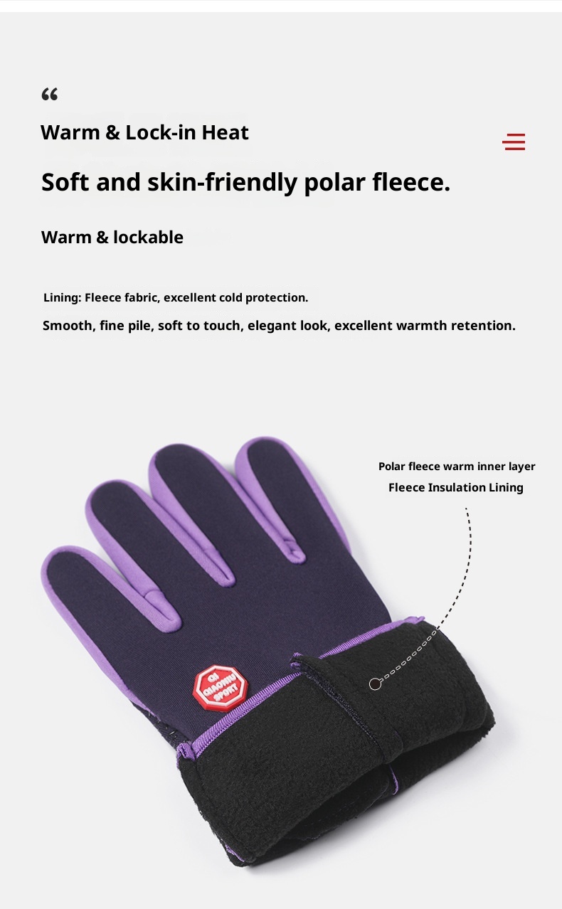 boy Boy Cross-Border Zipper Outdoor Sports Men Autumn Winter Cycling Riding Fleece Touchscreen Waterproof Hiking Gloves_voghion.com