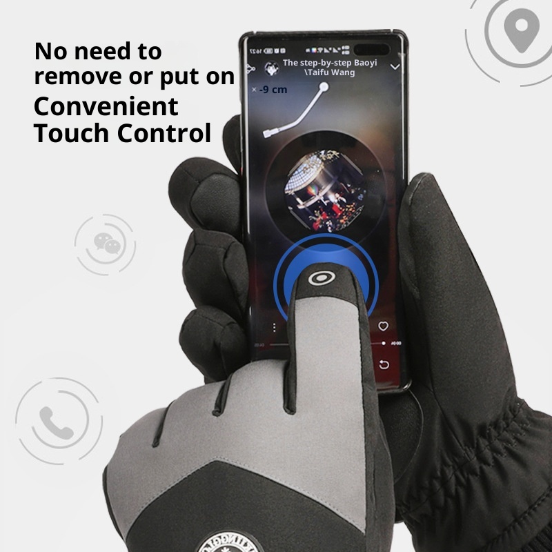 Guanti da sci caldi per uomo e donna, stile identico per coppie, resistenti all'acqua, foderati in pile, spessi, touchscreen_voghion.com