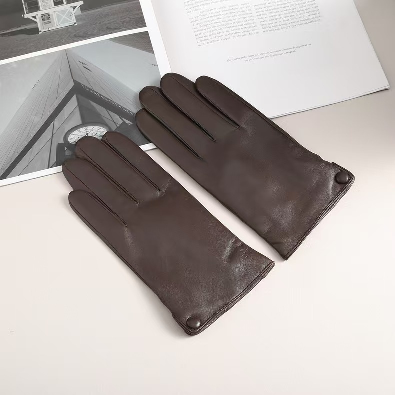 ragazzo Ragazzo Uomo Strato superiore in pelle di pecora Touchscreen Sottile foderato in pile Anti-freddo Caldo Autunno Inverno Guida Equitazione Vera pelle_voghion.com