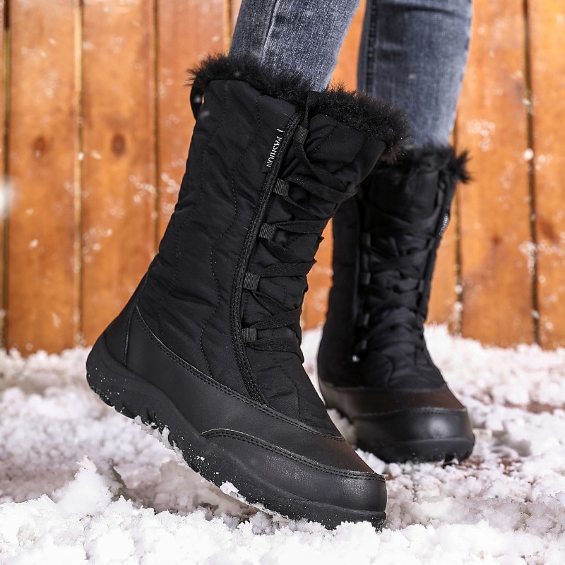 Botas antiderrapantes Zees Cross-Border para mulheres, ideais para esqui em regiões com neve no nordeste dos EUA. Forradas com lã, grossas e quentes._voghion.com