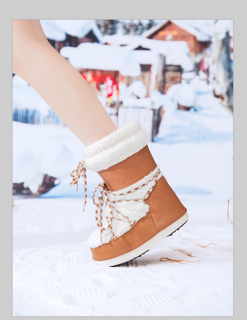 Zees Space 2025 Winter Ski Parent-Child Internet Celebrity Same Style Mid-Calf Thickened Plush Northeast Snow Country Moon_voghion.com