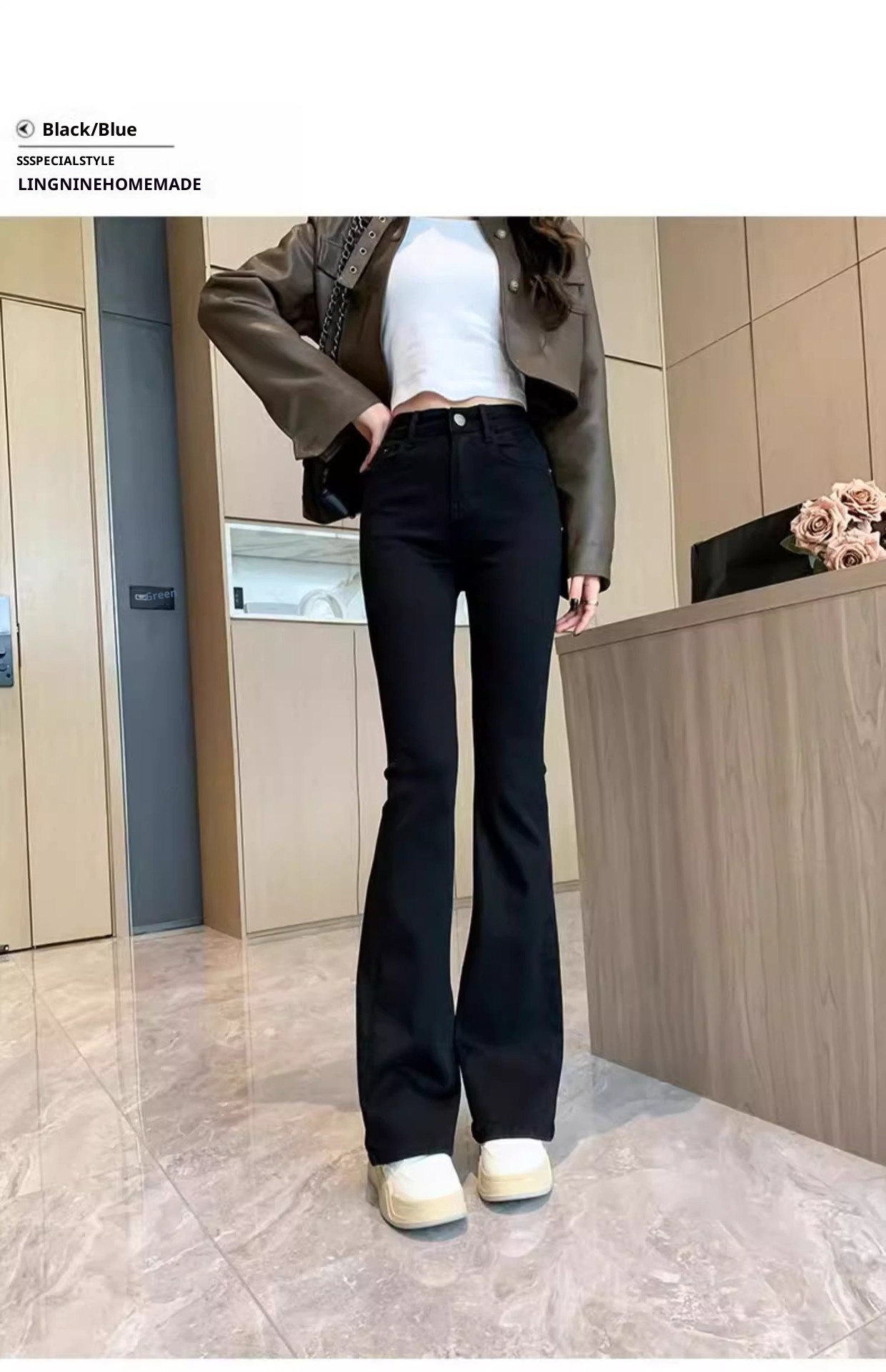 ChicShe Flared Zwarte Jeans Voor Vrouwen 2024 Lente Zomer Nieuwe Hoge Taille Slanke Rechte Losse Gedrapeerde Bell Bottom Broek Trendy_voghion.com