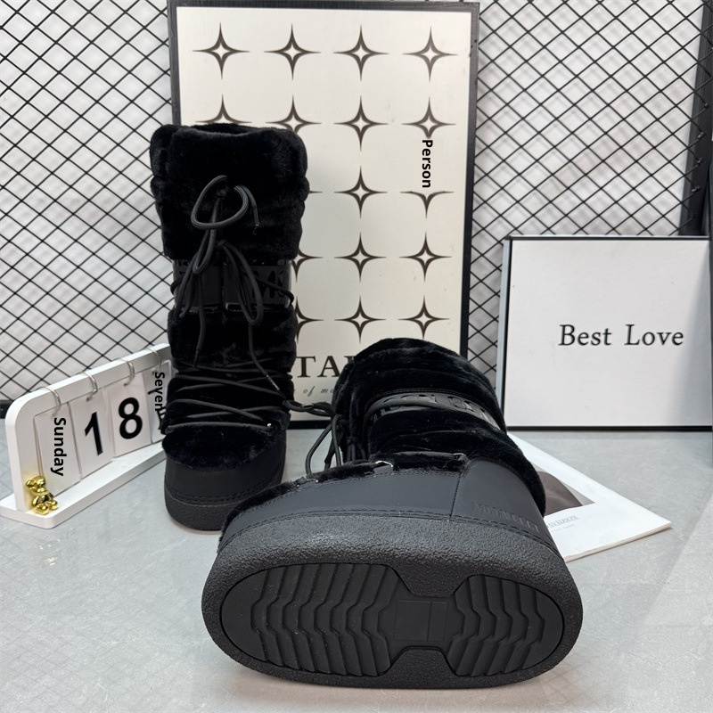 Zees 2025 Winter New Upgraded Moon Snow Damen-Skischuhe mit hohem Schaft, Schnürung, rutschfest und warm_voghion.com