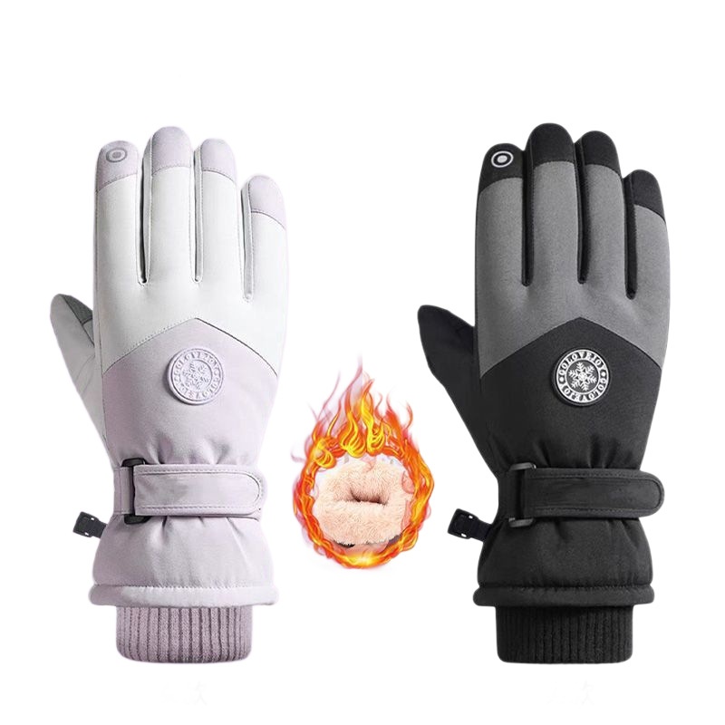 Boy Ski 2025 Winter Herren und Damen Outdoor Bergsteigen Winddicht Kältedicht Fleecegefüttert Touchscreen Verdickt Warme Handschuhe_voghion.com