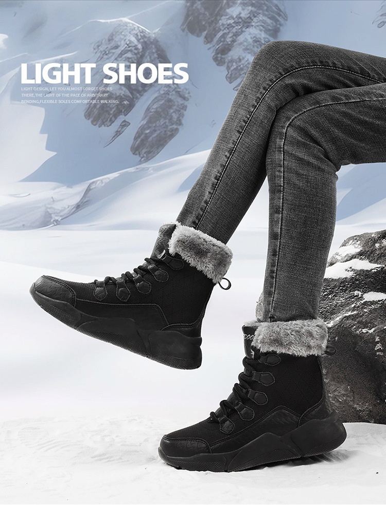 Zees Northeast Winter Outdoor Snow Boots Women, Fleece-Lined, Thickened, Warm Cotton Shoes, Waterproof, Anti-Slip, Suitable_voghion.com