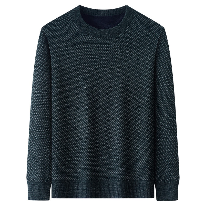 boy Boy Boy Boy 2023 Winter New Thickened Chenille Fleece Knitted Men's Round Neck Warm Base Layer Sweater_voghion.com