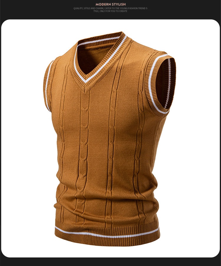 boy Boy Boy Boy Men's Knitted Vest V-Neck Sleeveless Sweater Spring Autumn New Fashion Casual Base Layer_voghion.com
