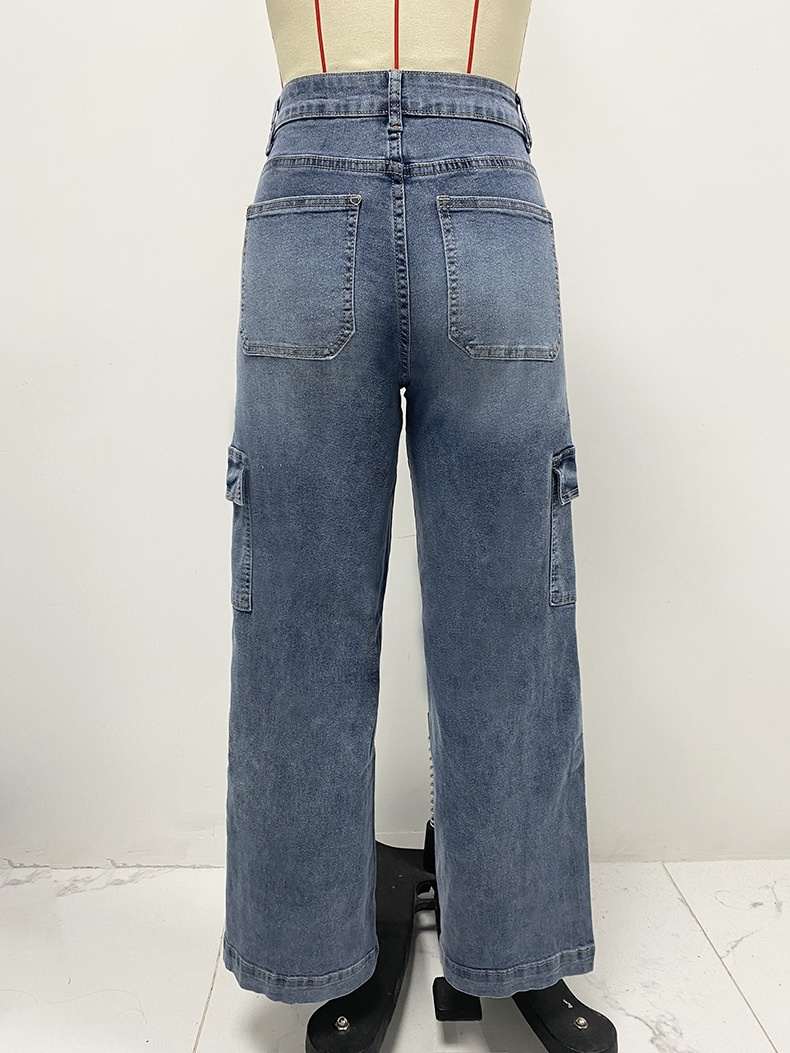 ChicShe Vendita diretta in fabbrica 2025 Nuovi jeans a gamba dritta da donna in stile americano, casual, con lacci, multitasche, funzionali, cargo_voghion.com
