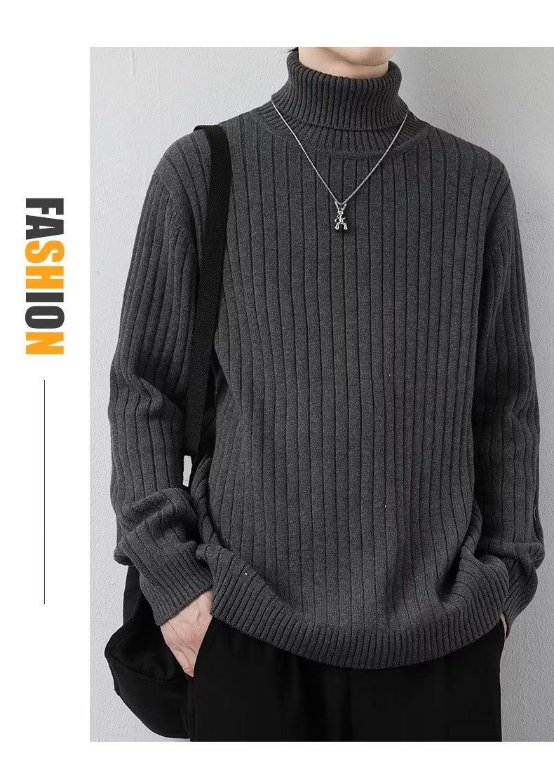 boy Boy Boy Boy 2024 Autumn Winter Round Neck Men Thickened Lazy Style Knitted Sweater Trendy Casual Solid Color Base Shirt Knitwear_voghion.com