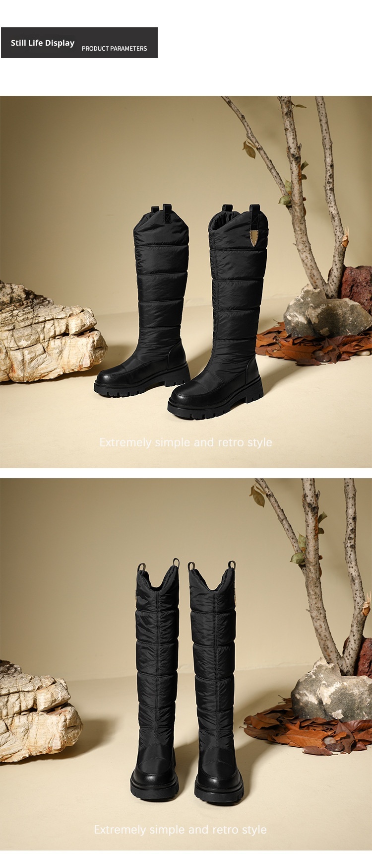 Zees Please Proceed The New Store To Place An Order For In-stock Items - Down Fabric Waterproof Thick Fur Snow High Boots_voghion.com
