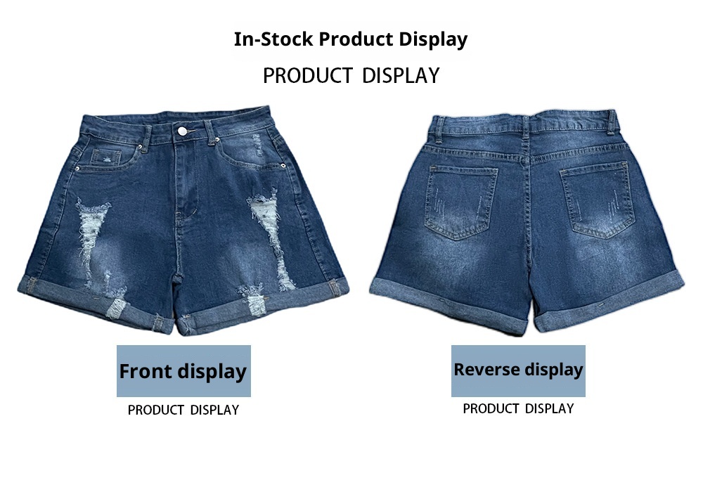 ChicShe European And American Foreign Trade Cross-Border Source Stretch Ripped Cuffed Denim Shorts For Women_voghion.com
