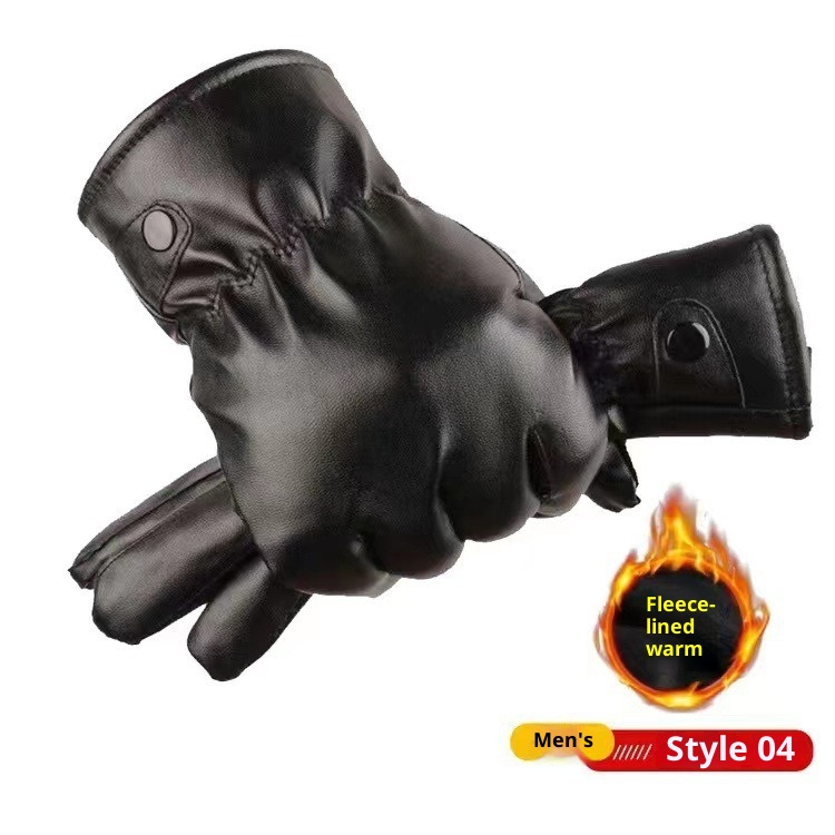 boy Boy Autumn Winter New Touchscreen Warm Fleece PU Leather Motorcycle Outdoor Fashion Windproof Coldproof Unisex Gloves_voghion.com