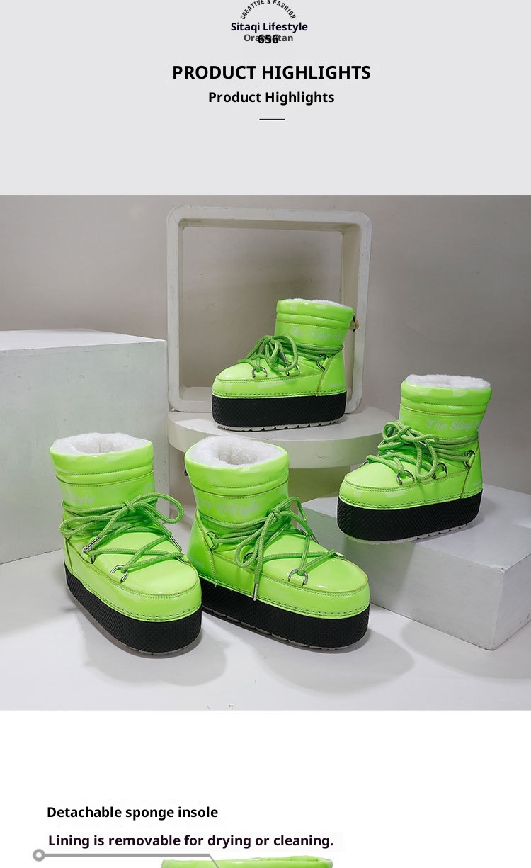 Zees Nine Colors Snowflake Custom Parent-Child Space Travel Ski Moon Mid-Calf Waterproof Warm Cold-Resistant Snow Boots_voghion.com