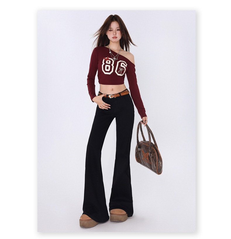 ChicShe ChicShe Spicy Girl Jean évasé pour femme, collection automne, taille S, noir, coupe slim, bottes cloche longues._voghion.com