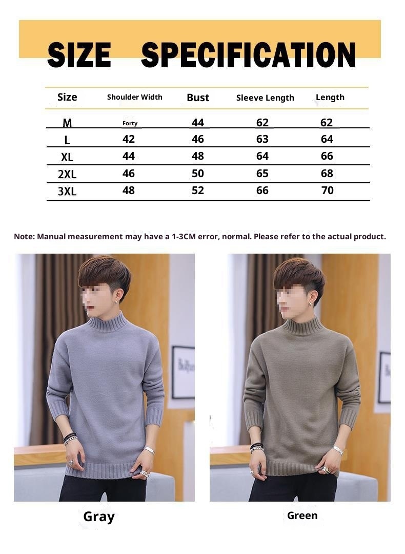 Rollkragenpullover für Herren, koreanische Version 2025, neue, dicke Strickjacke, trendiges, warmes Winteroberteil von Mao Mengwei_voghion.com
