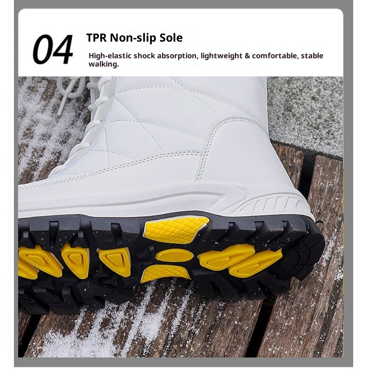 Zees 2025 Damen-Winterskischuhe, warm mit Fleece gefüttert, hohe Schnürschuhe aus Baumwolle, rutschfeste Wanderschuhe_voghion.com