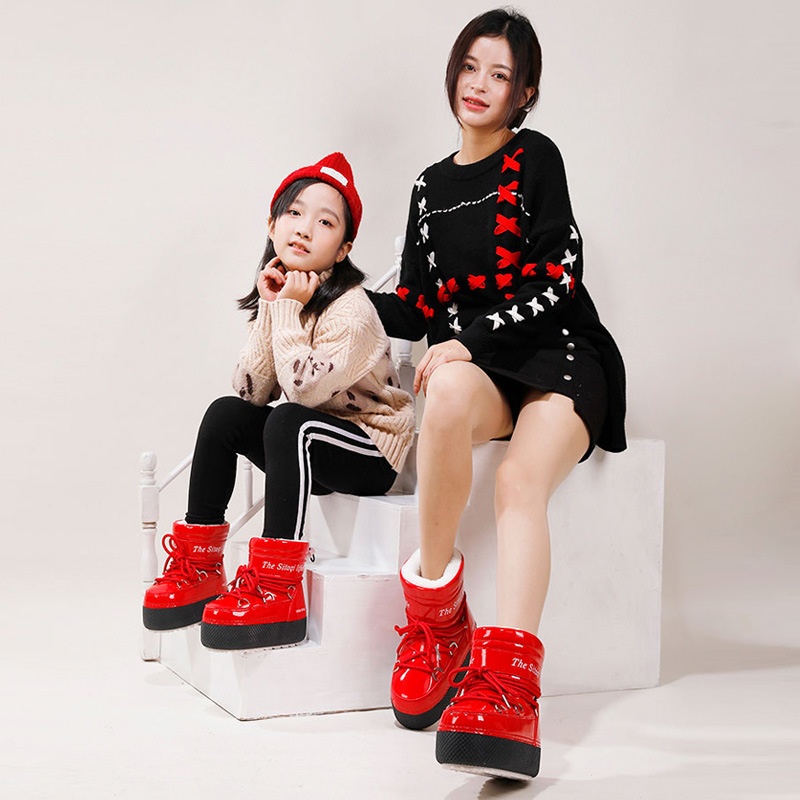 Zees Multi-Bright Color Parent-Child Children's Boys And Girls Ski Thick-Soled Space Moon Thickened Waterproof Non-Slip Warm_voghion.com