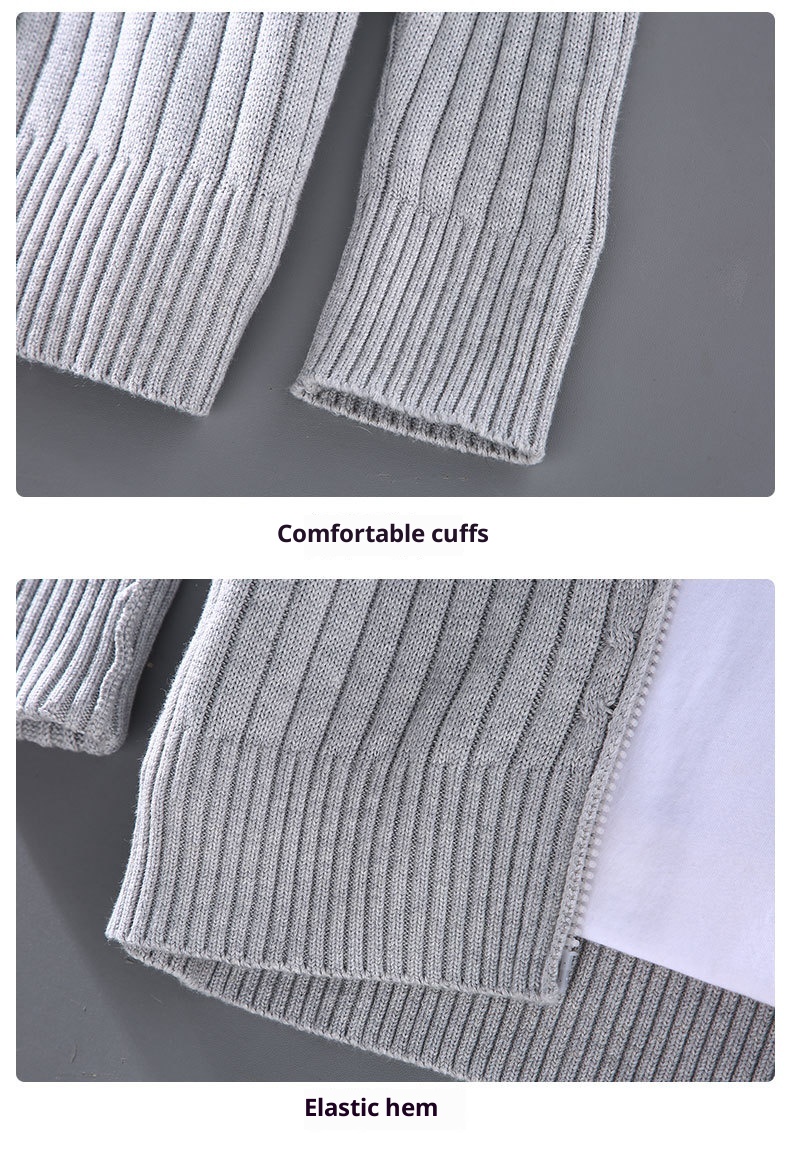 boy Boy Boy Boy 8525 Spring And Autumn New Cardigan Men Korean Version Trendy Base Layer Outerwear Zipper Black Knitted Sweater Jacket_voghion.com