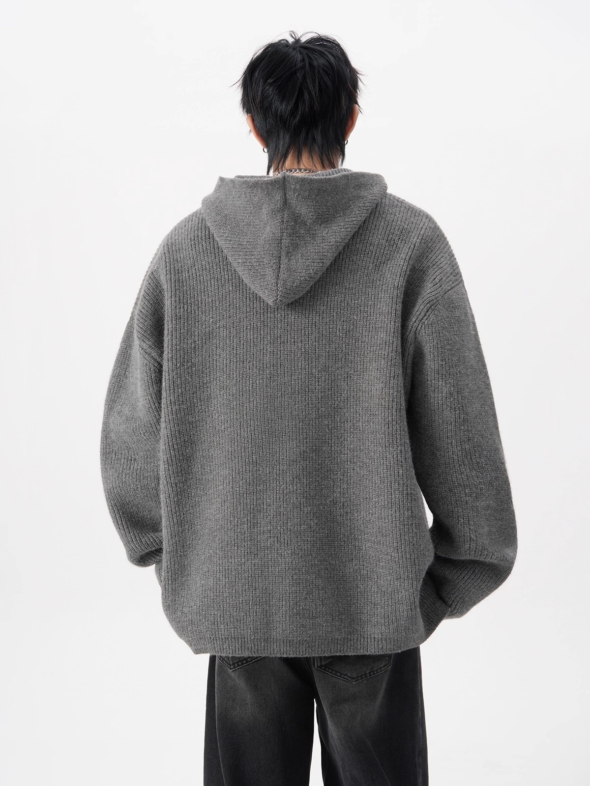 boy Boy Boy Boy Half-Zip Hooded Sweater For Men, Autumn Trendy Loose Cleanfit Knitwear, Lazy High-End Feel Couple's Jacket_voghion.com