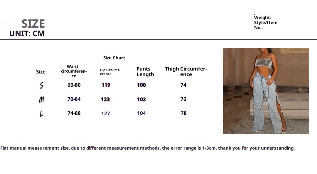 ChicShe ChicShe Design Sense INS Hot Girl Hollow Out Jeans Dames Zomer Lage Taille Wijde Pijpen Gedrapeerde Diamant Uitlopende Lange Broek Dames_voghion.com