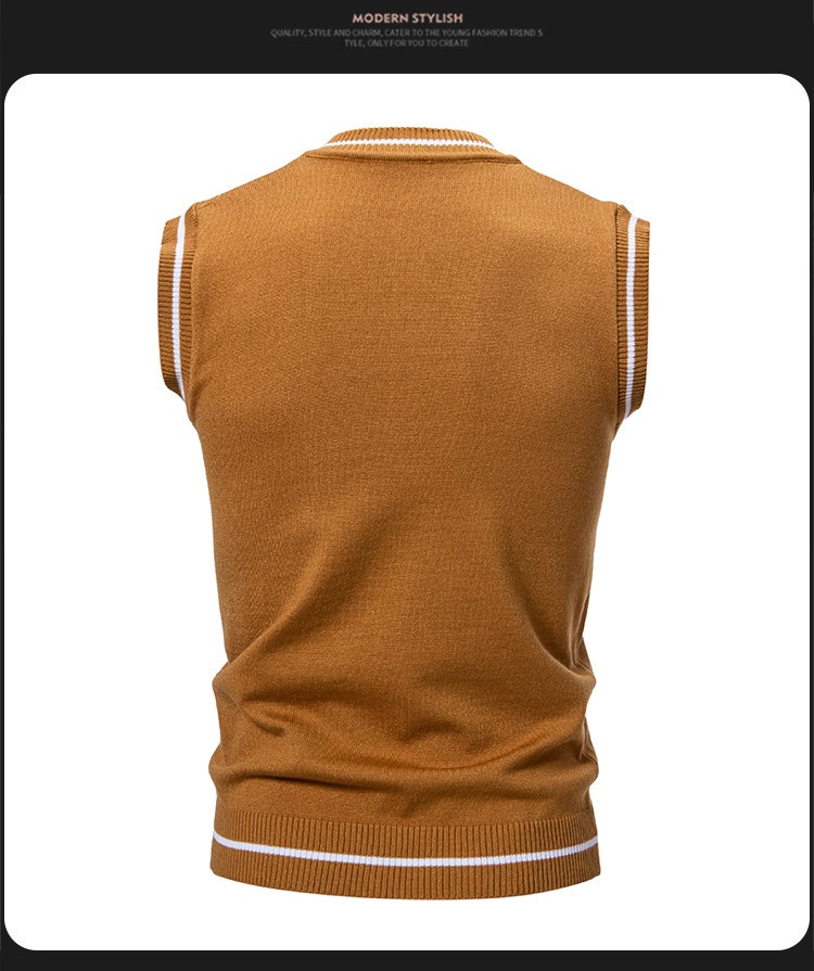 boy Boy Boy Boy Men's Knitted Vest V-Neck Sleeveless Sweater Spring Autumn New Fashion Casual Base Layer_voghion.com