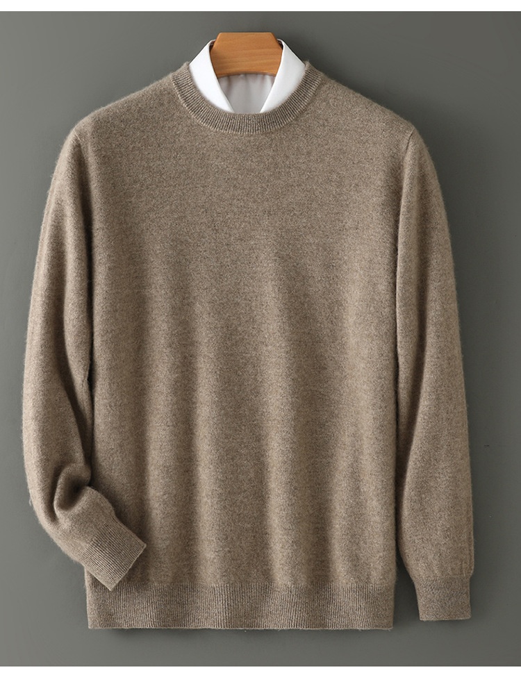 boy Boy Boy Boy Autumn Winter New Cashmere Round Neck Inner Layer Base Shirt Loose Business Casual Wool Men's Thickened Sweater_voghion.com