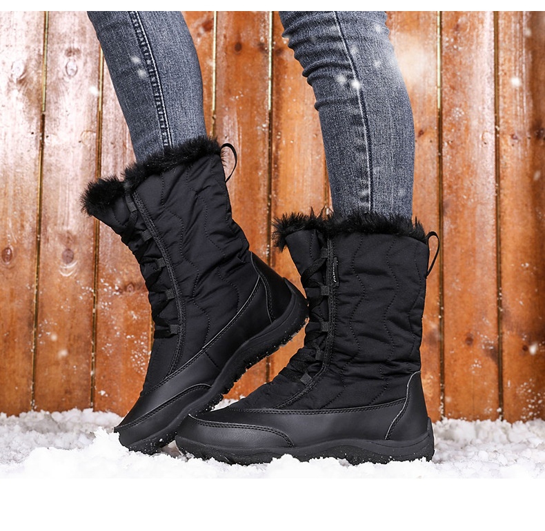 Botas antiderrapantes Zees Cross-Border para mulheres, ideais para esqui em regiões com neve no nordeste dos EUA. Forradas com lã, grossas e quentes._voghion.com