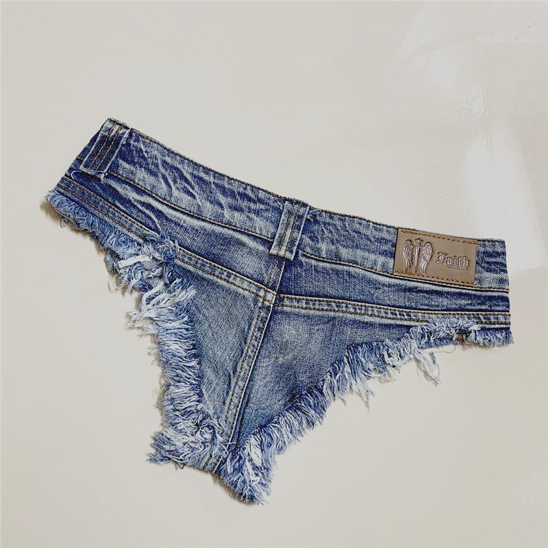 ChicShe Denim Frayed Edge Slim Fit Dames Nachtclub Pole Dance Lage Taille Ultra Korte Europese En Amerikaanse Sexy Hotpants_voghion.com