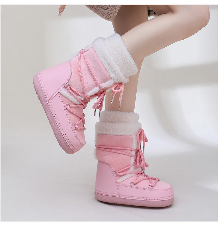Zees Y035 Export European Lamb Wool High Tube Suede Space Women's Ski Northeast Snow Country Moon Boots Warm_voghion.com