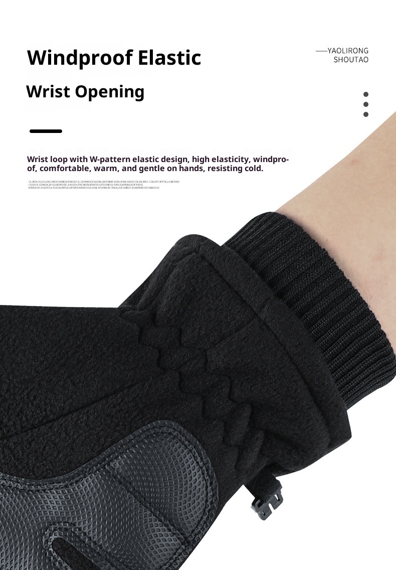 boy Boy Boy Warm M's Polar Fleece Winter Fleece-Lined Thicked Windproof Cold-Proof Outdoor Riding Sports Touch Scre Gloves_voghion.com