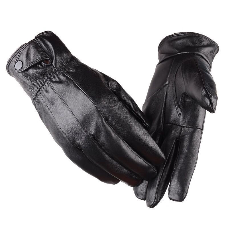 boy Boy Genuine Leather Winter Motorcycle Riding Adult Plus Velvet Warm Outdoor Sheepskin Cold-proof Gloves Men_voghion.com