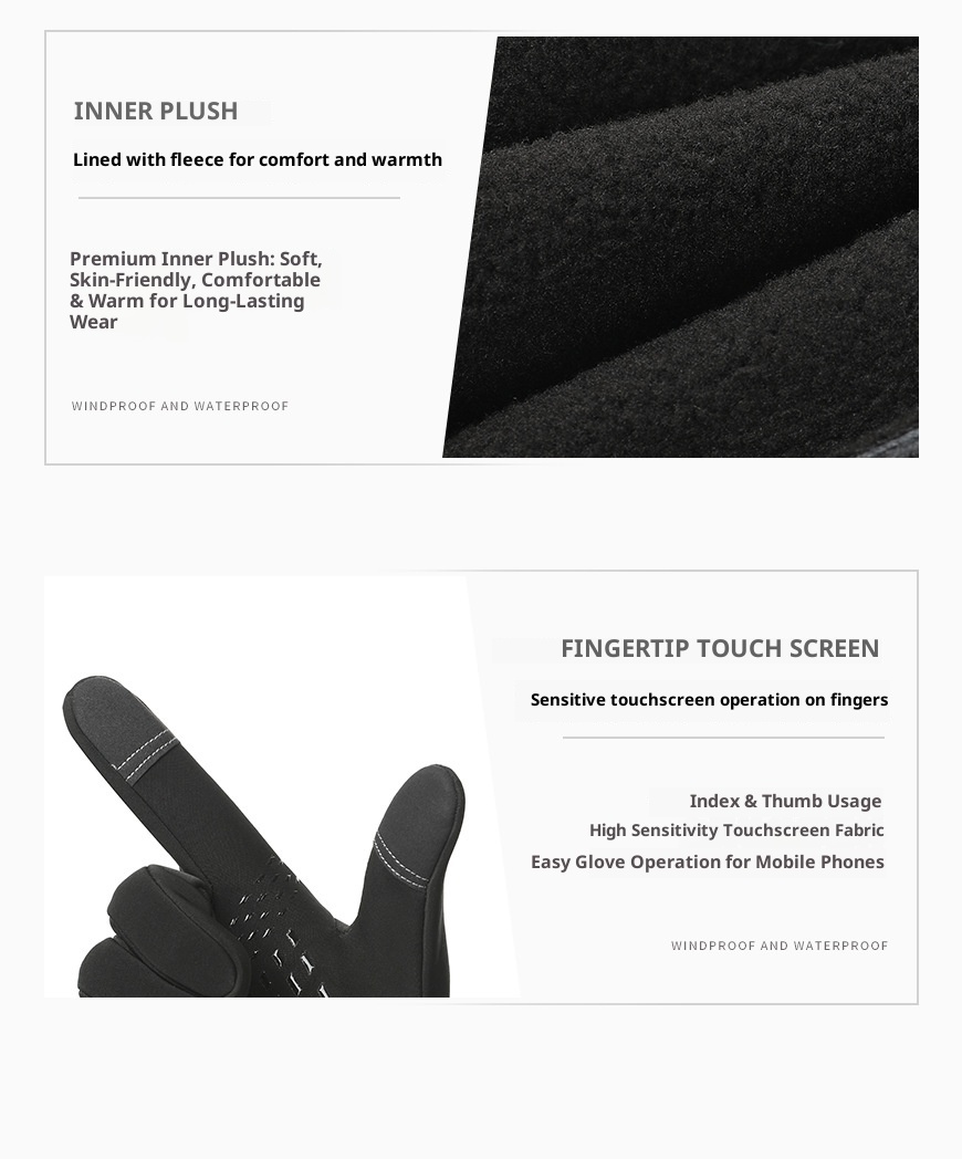 Jungen-Handschuhe für Herbst und Winter, warm, geeignet für Radfahren, Skifahren, Bergsteigen, Autofahren, Reiten, Fleece, Touchscreen-kompatibel, rutschfest_voghion.com