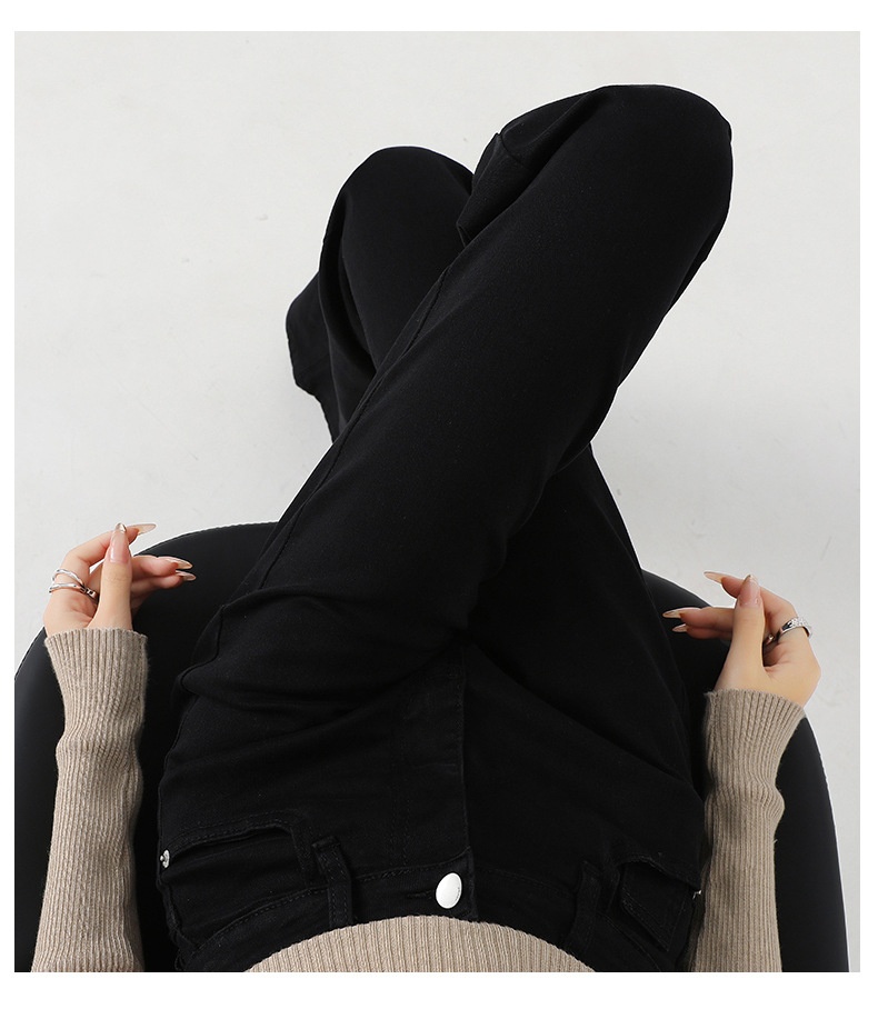 ChicShe 2024 Herfst Winter Nieuwe Losse Fit Hoge Taille Afslankende Uitlopende Zwarte Jeans Voor Vrouwen Beenverlenging_voghion.com