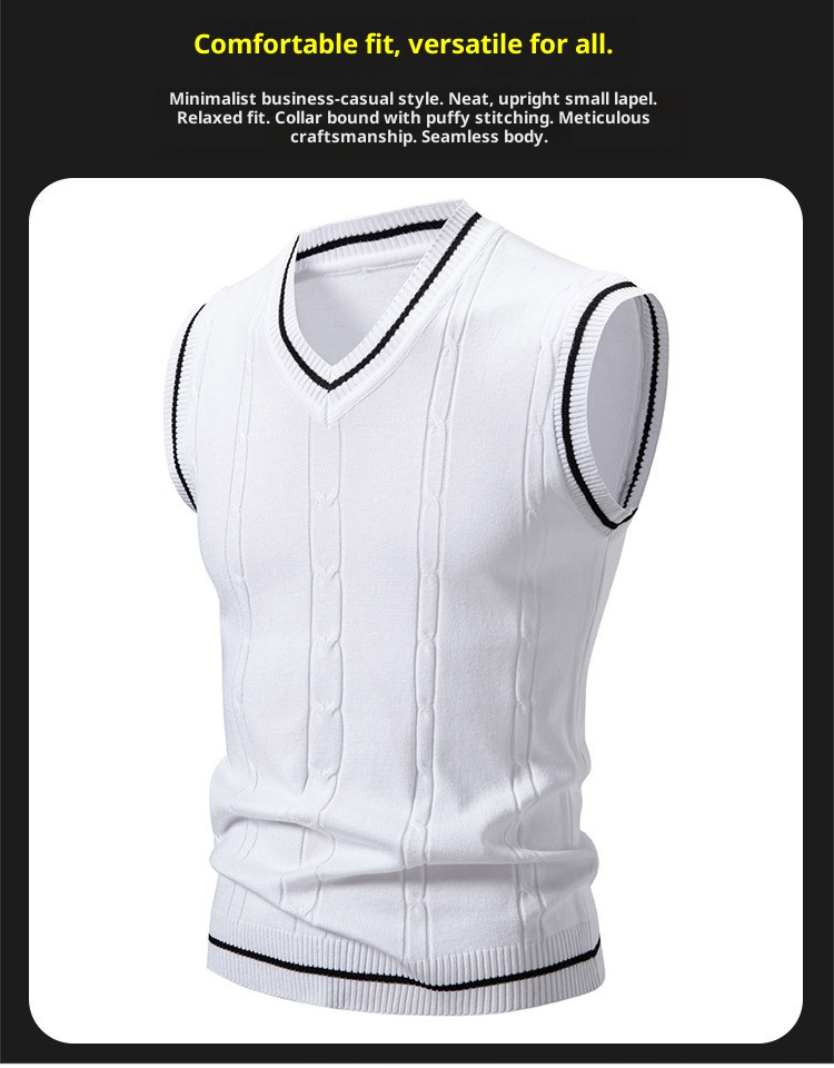 boy Boy Boy Boy Men's Knitted Vest V-Neck Sleeveless Sweater Spring Autumn New Fashion Casual Base Layer_voghion.com