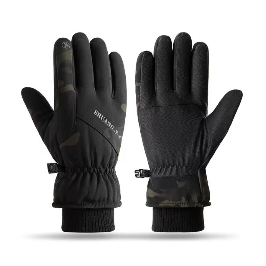 Guanti da sci invernali per bambini, foderati in pile, spessi, caldi, per bici elettrica, antiscivolo, impermeabili, touchscreen, stile coppia_voghion.com