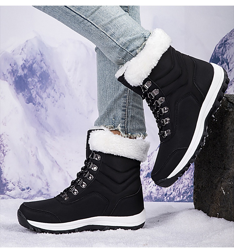 Zees Outdoor Boots 2023 Winter Warm Fleece Lined Thickened Waterproof Non-Slip Northeast Snow Village Skiing Big Cotton Shoes_voghion.com