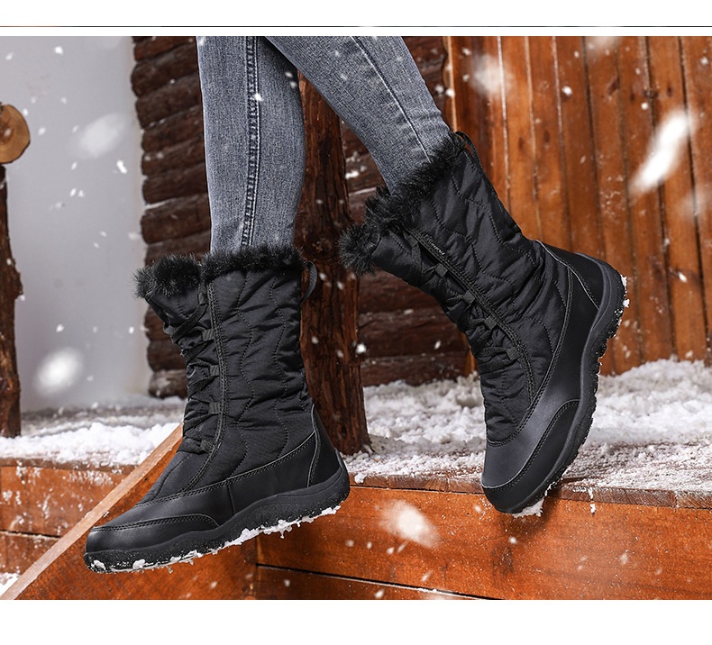 Botas antiderrapantes Zees Cross-Border para mulheres, ideais para esqui em regiões com neve no nordeste dos EUA. Forradas com lã, grossas e quentes._voghion.com