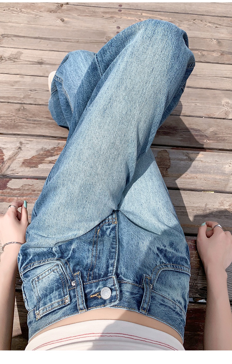 ChicShe 2025 Lente Zomer Nieuwe Amerikaanse Retro Gewassen Losse Rechte Jeans Voor Vrouwen Veelzijdige Gedrapeerde Wijde Broek_voghion.com