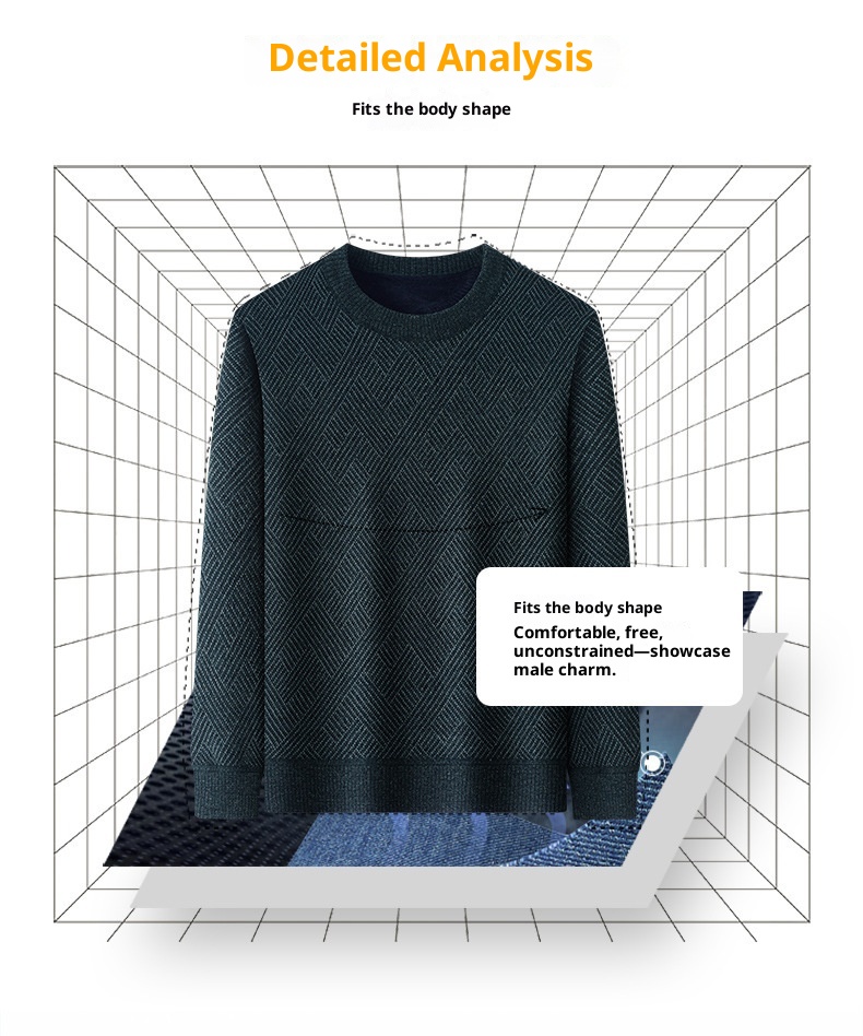 boy Boy Boy Boy 2023 Winter New Thickened Chenille Fleece Knitted Men's Round Neck Warm Base Layer Sweater_voghion.com