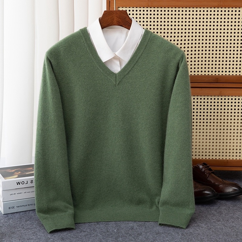 ragazzo Ragazzo Ragazzo Ragazzo Felpa in Maglia Autunno Inverno Largo Uomo Collo Base 2023 Tinta Unita Cashme Ispessito Scollo a V Manica Lunga Slim_voghion.com