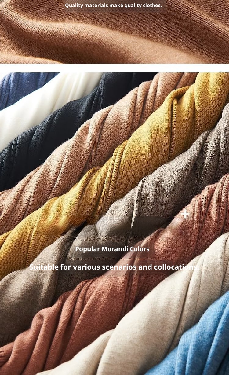 boy Boy Boy Boy Autumn Winter New High Collar Sweater Men Solid Color Inner Layer Knitted Men's Casual Business Slim Fit Base Shirt_voghion.com