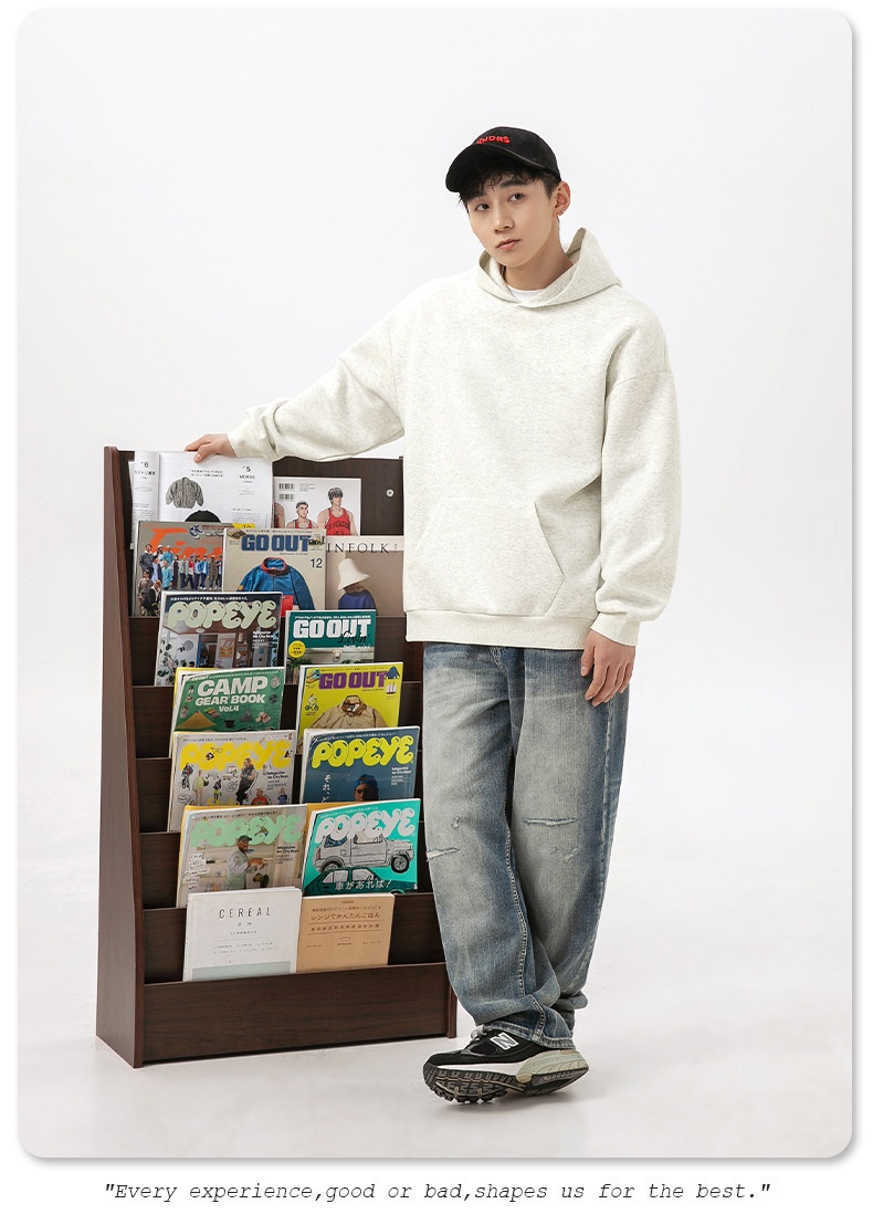 boy Hanlu Solid Color Basic Hooded Sweatshirt Men's Trendy Loose Versatile Spring Japanese Style Casual Jacket_voghion.com