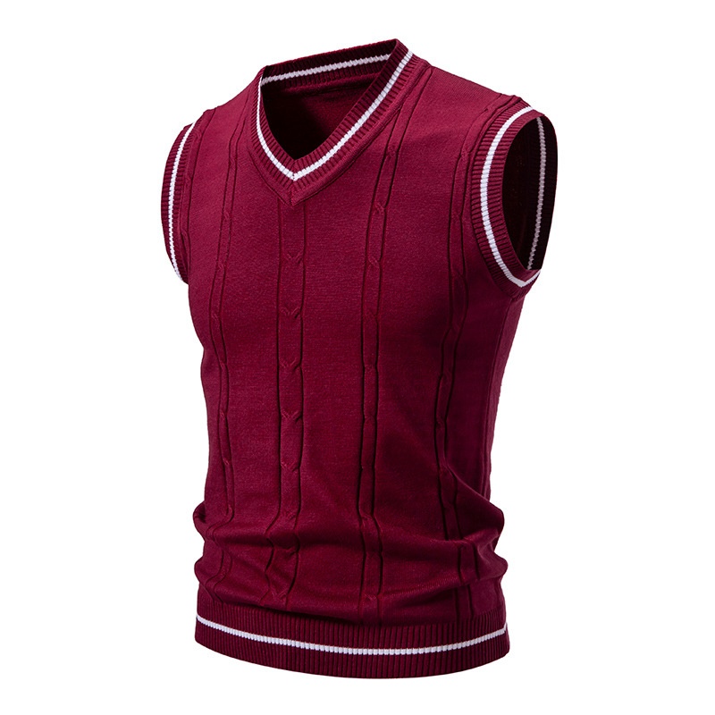 boy Boy Boy Boy Men's Knitted Vest V-Neck Sleeveless Sweater Spring Autumn New Fashion Casual Base Layer_voghion.com